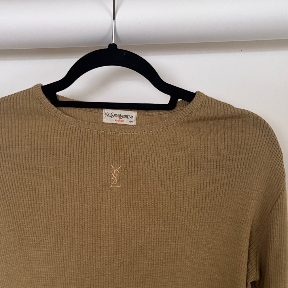 Yves Saint Laurent Camel Ribbed Knit Top